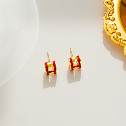 H letter earring studs