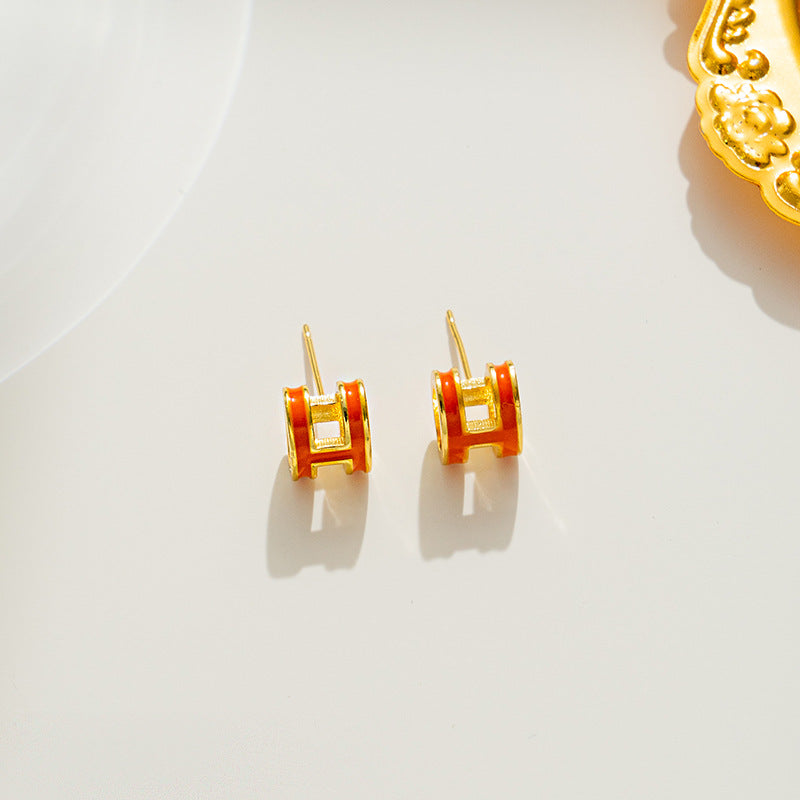 H letter earring studs