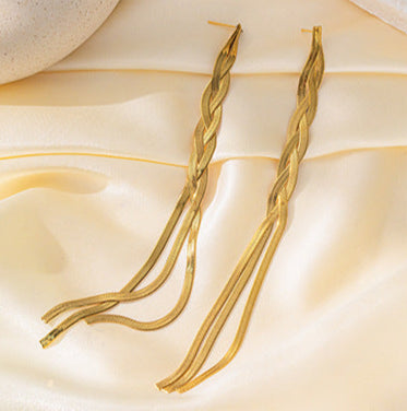 Cable chain braided earrings